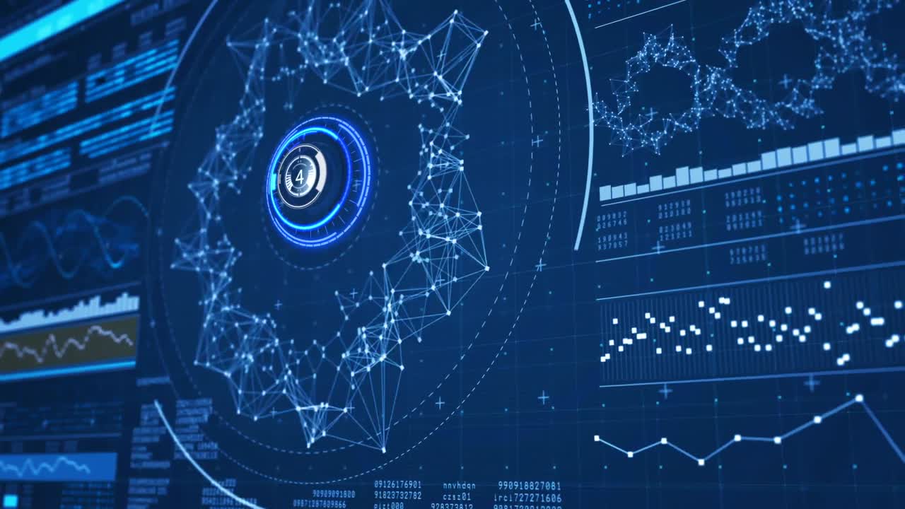 Graphs and countdown against blue background