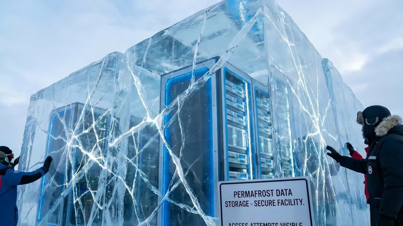 Data Center Encased in Ice