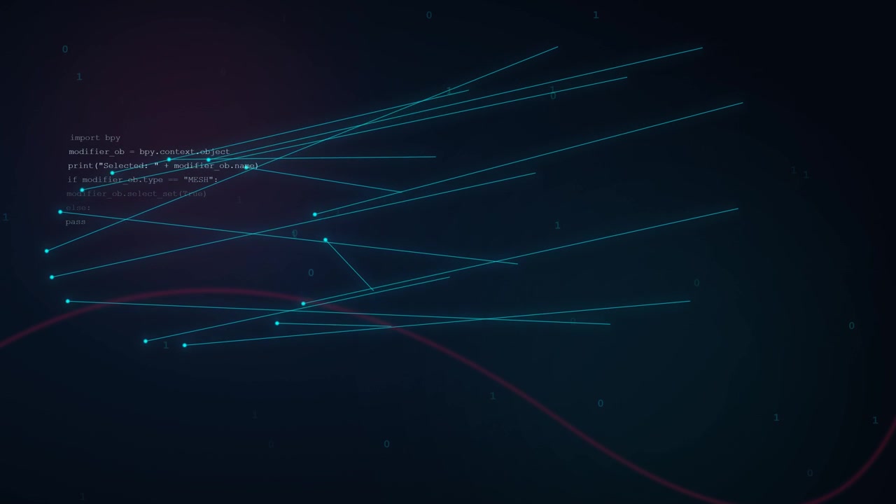 Abstract Digital Background with Programming Code and Connecting Data Lines