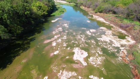 aerial flight over the brazos river in texas