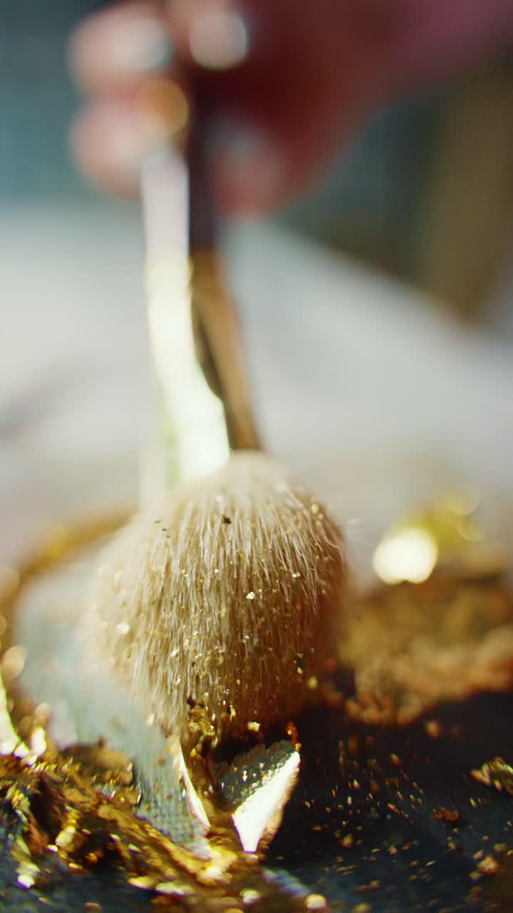 Golden Makeup Brush and Glitter