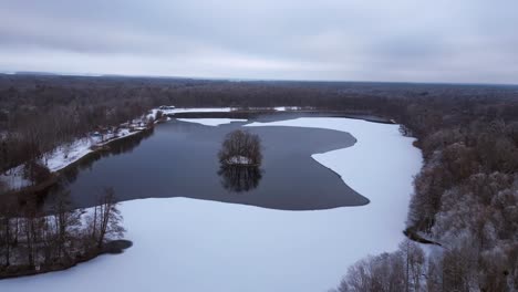 winter snow ice lake wood forest cloudy sky germany