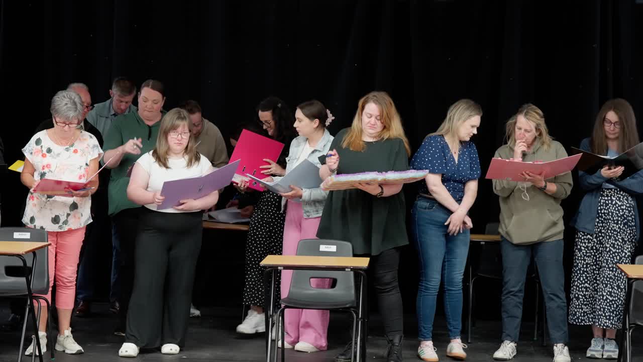 Local talented actors learning lines preparing to rehearse the next scene