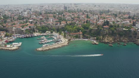 antalya marina with antalya castle