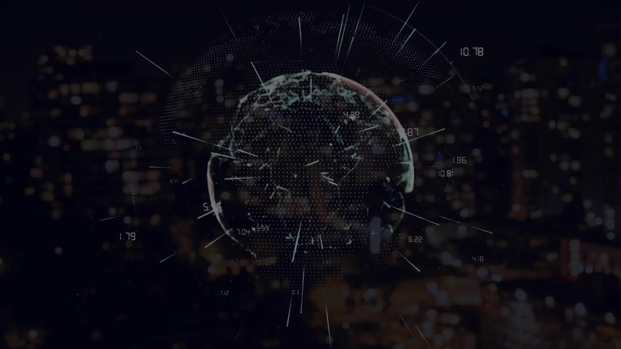 Animation of globe and shapes over data processing