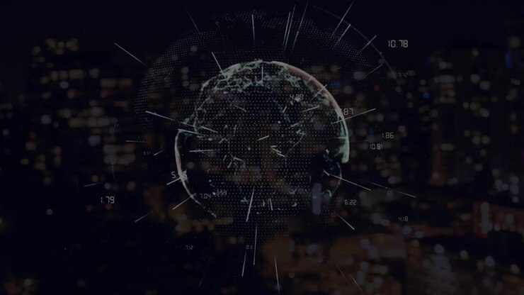 Animation of globe and shapes over data processing