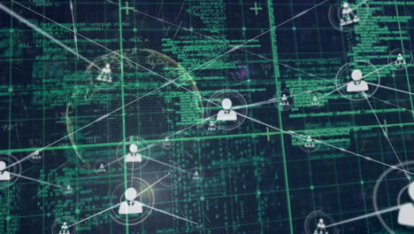 animación de la red de conexiones con personas iconos sobre el procesamiento de datos
