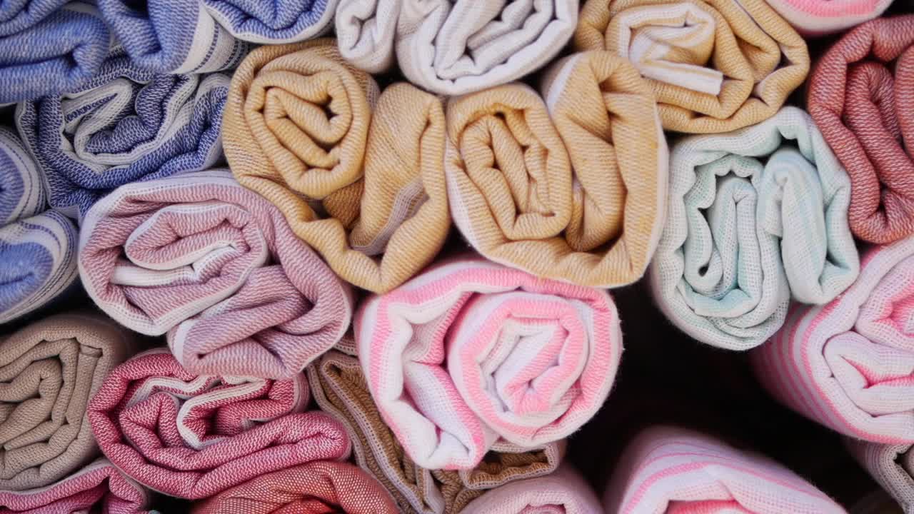 toallas enrolladas en colores vibrantes