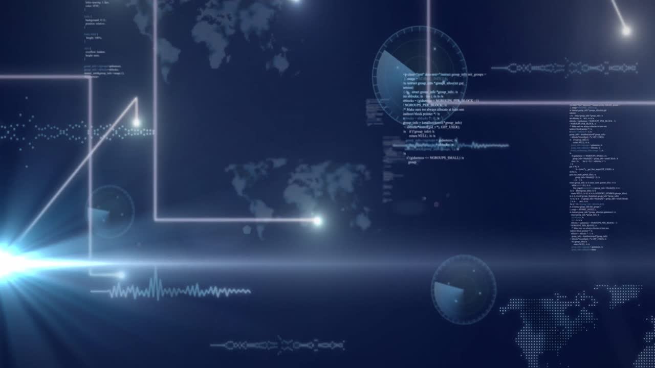 Animation of data processing and network of connections