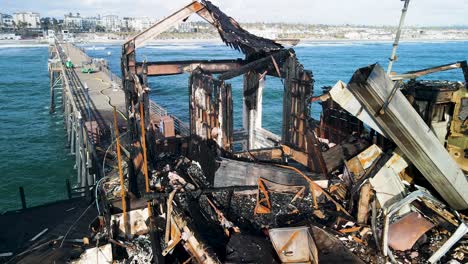 oceanside-pier-fire-aftermath,-drone-view