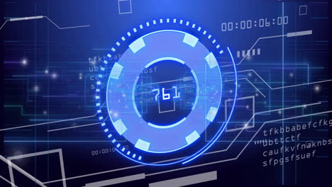 animación de procesamiento de datos digitales sobre escaneo de alcance en fondo negro