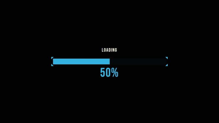 Digitale Ladebalken-Animation auf schwarzem Hintergrund