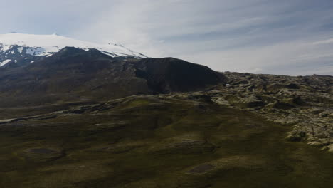 Dramatic-panning-aerial-over-the-Snaefelsnes-national-park-and-its-dramatic-landscapes-in-Iceland