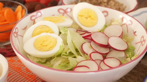 simple salad with boiled eggs and radishes