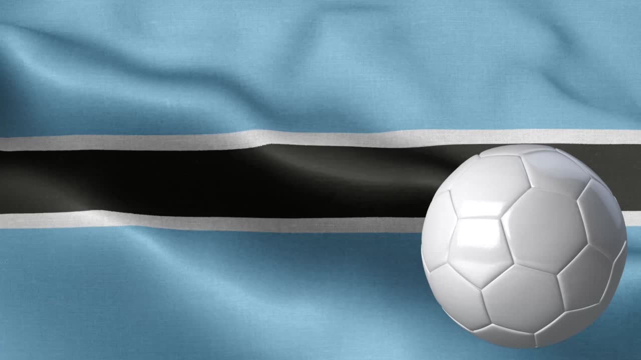 bandera de botswana y pelota de fútbol - bandera de batswana alto detalle - bandera nacional botswana patrón de ondas elementos en bucle - textura de tela y bucle sin fin - pelota de futbol y bandera