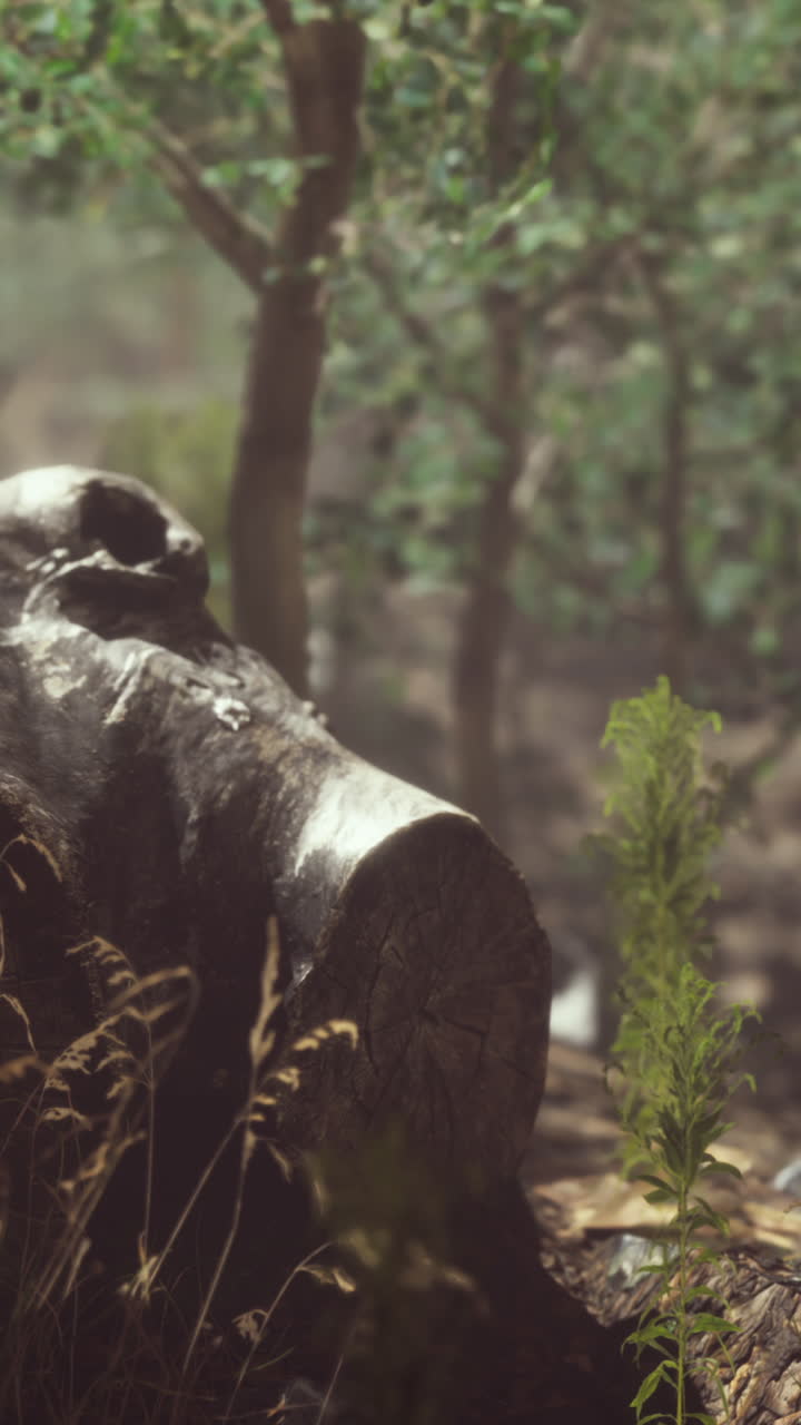 cerca de un tronco de árbol en un bosque