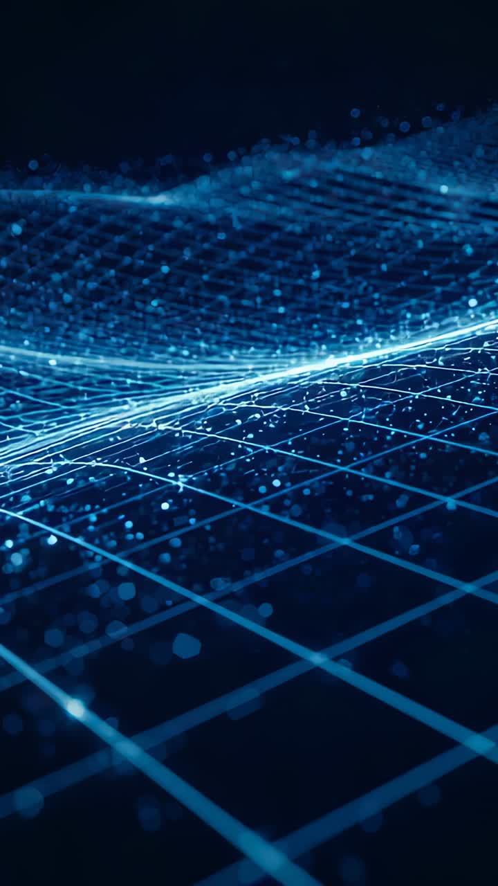 Vertical video: Pulse starting blue grid showing flowing band on virtual plane, drifting sparks