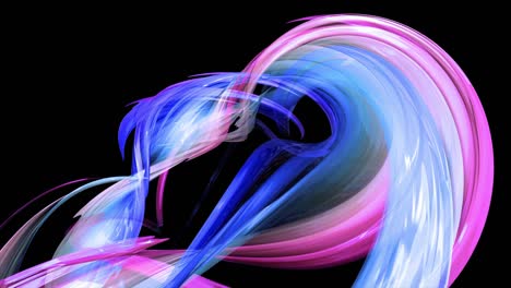 abstract multicolored transparent ribbons move around on a black background. motion graphics 3d looped background with red blue ribbons. luma matte as alpha channel. 20