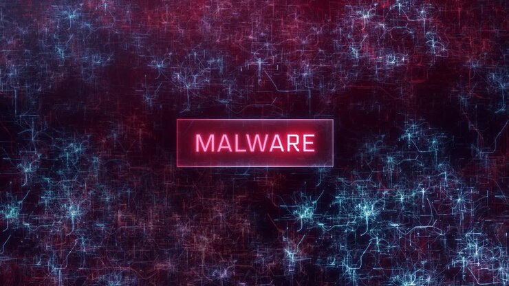 Malware concept over dark computer networks background