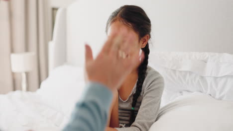 First-aid,-high-five-and-bandage-with-father