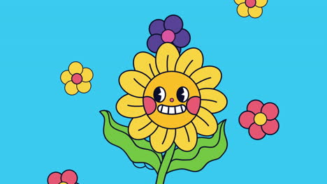 flower kawaii in garden animation