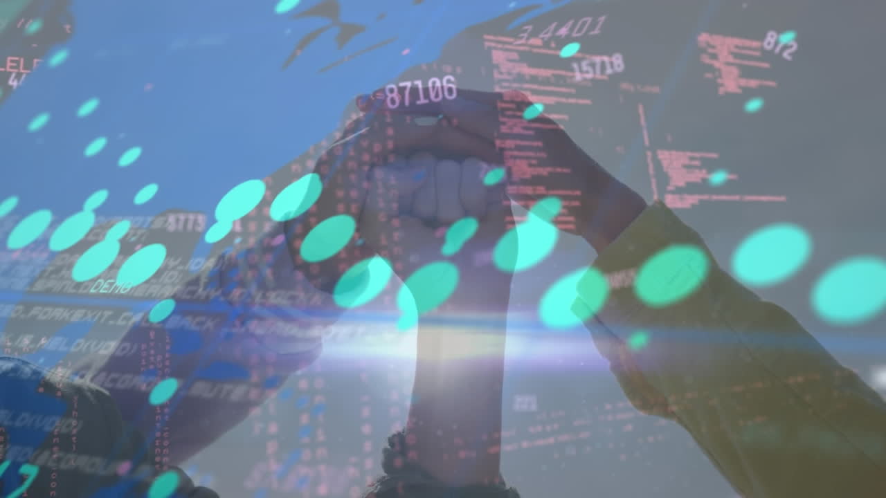 사람들이 손을 는 금융 데이터 처리의 애니메이션