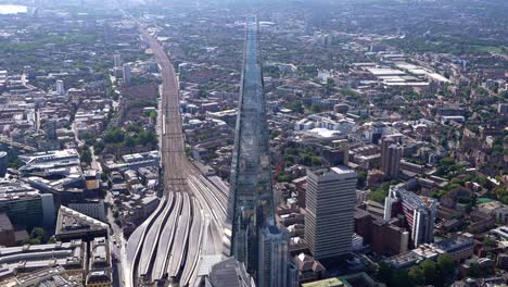 aerial view of the shard and london bridge station including the thames river and tower bridge