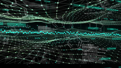 animación de gráficos y procesamiento de datos en espacio digital negro