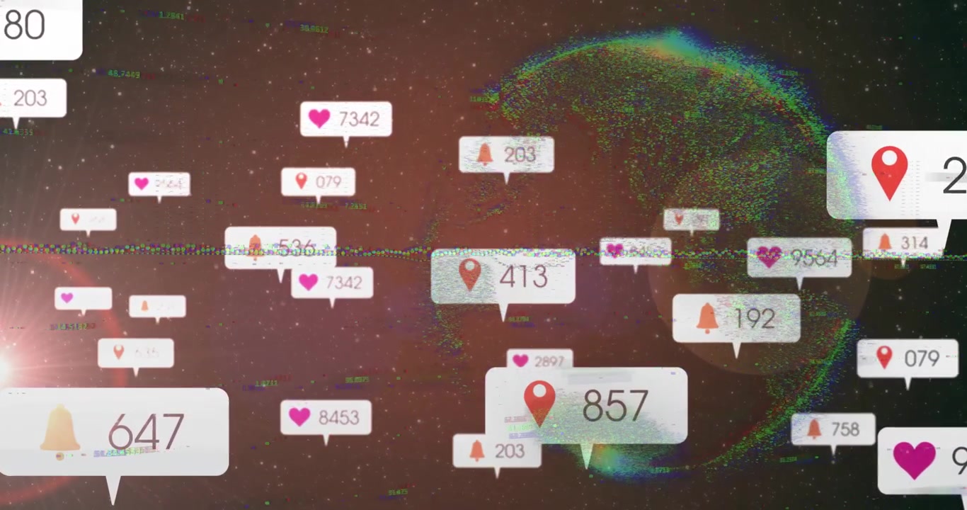 Bubble 524 floating along glitch line launching alert bubbles clustering, showing rising engagement