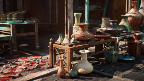 traditional pottery shop in a middle eastern market