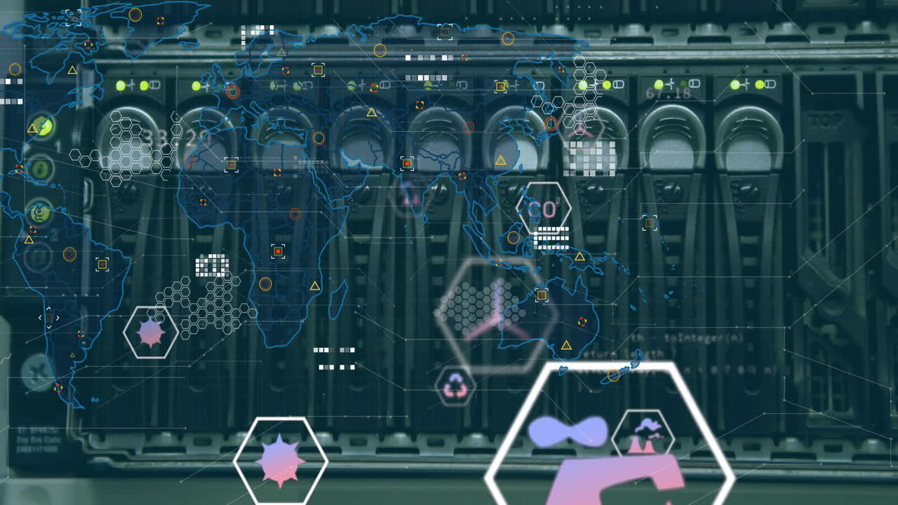 animación del procesamiento de datos financieros a través de un servidor informático