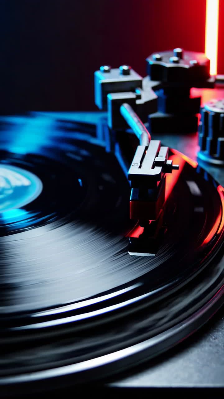 Record Player with Neon Lights