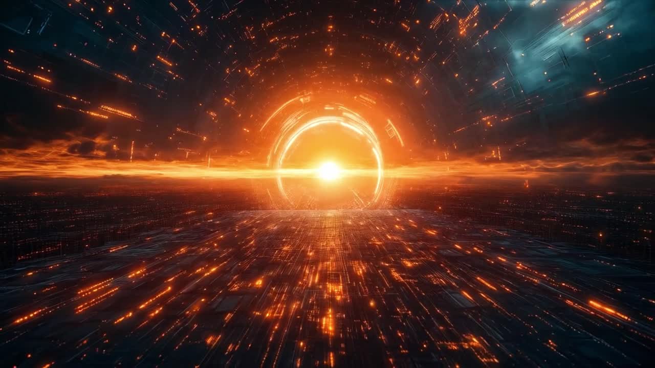 Futuristic Tunnel of Light and Technology