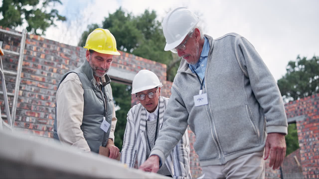 Construction team collaborating on a building project