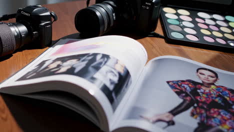 fashion magazine spread with model