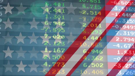 animación del procesamiento de datos sobre la bandera de américa
