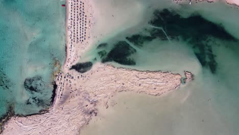 Aerial-Top-View-over-Balos-Beach-and-Lagoon-with-Tourists-,Crete,-Greece