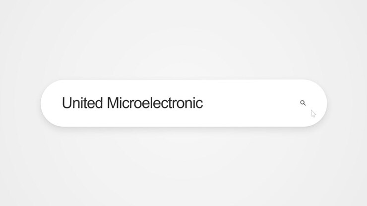 United Microelectronics typen in een zoekveld, wat staat voor online onderzoek en surfen op het web naar het in Taiwan gevestigde halfgeleiderbedrijf