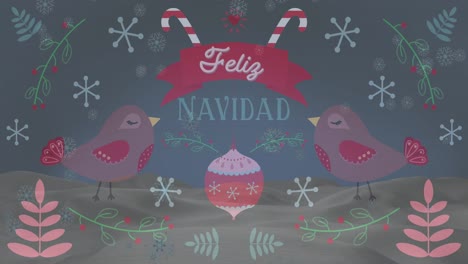 Animation-of-christmas-greetings-text-over-christmas-pattern-with-birds