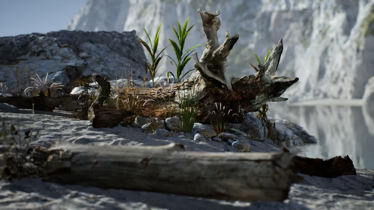 바다 의 바위 절벽 근처 에 있는  ⁇  모래 해변