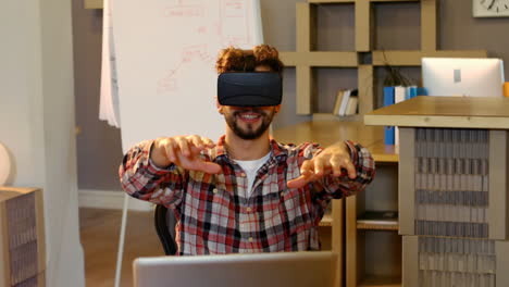 graphic designer using virtual reality headset