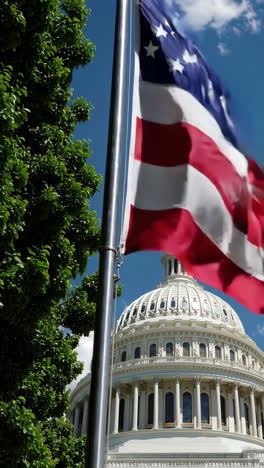 us capitol building and american flag