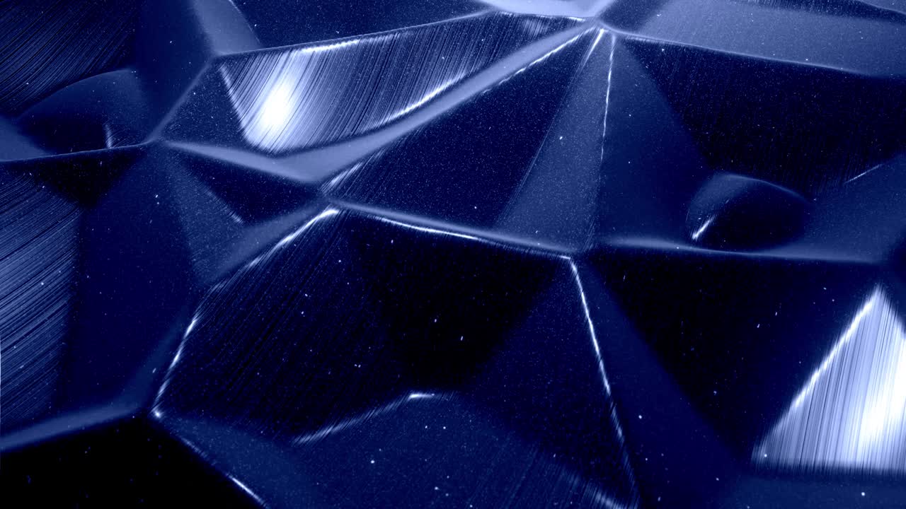 Stylish festive black bg. Fantastical abstract looped background, waves move on glossy surface like landscape made of liquid blue wax with sparkles. Beautiful soft background with smooth animation 4k