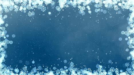 marco de copos de nieve de año nuevo azul
