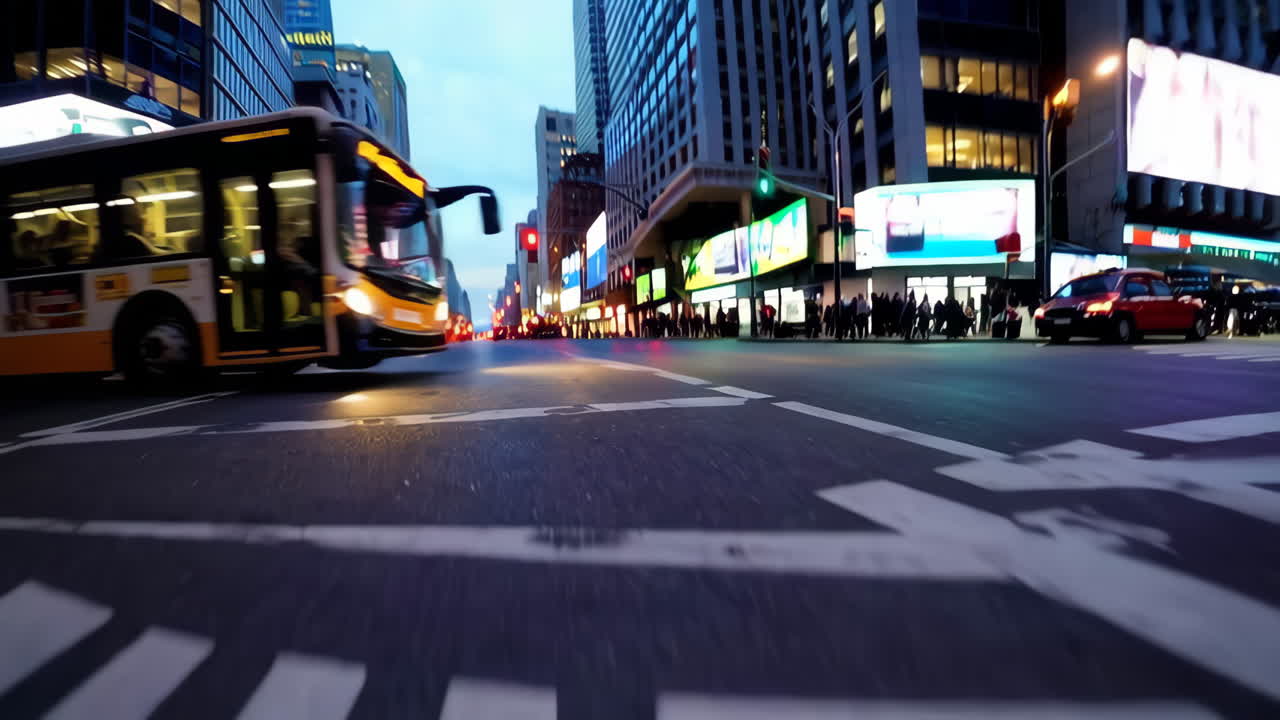 Busy City Night Intersection