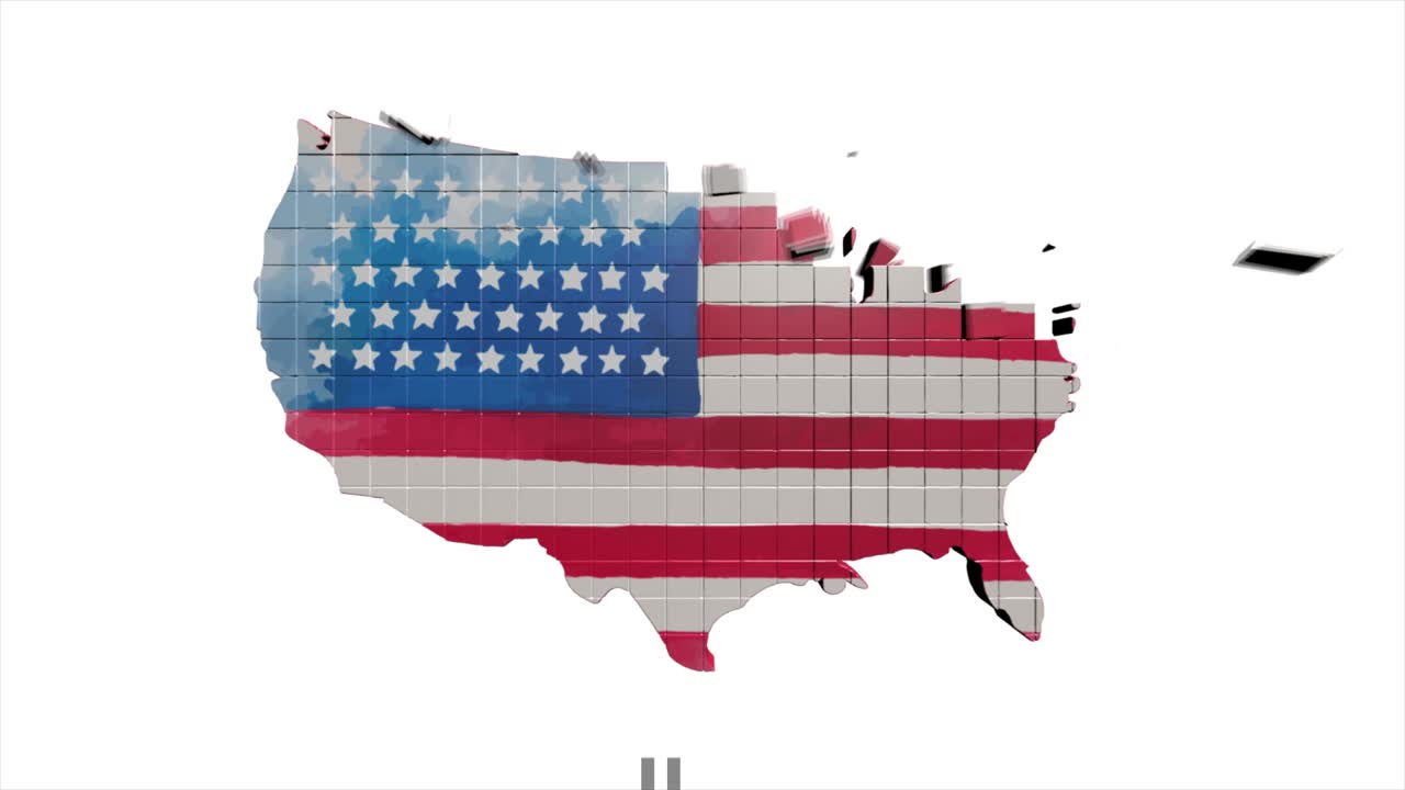 다양한 주를 보여주는 미국 지도 (animated usa contiguous lower 48 u.s. state map on an isolated chroma key background)