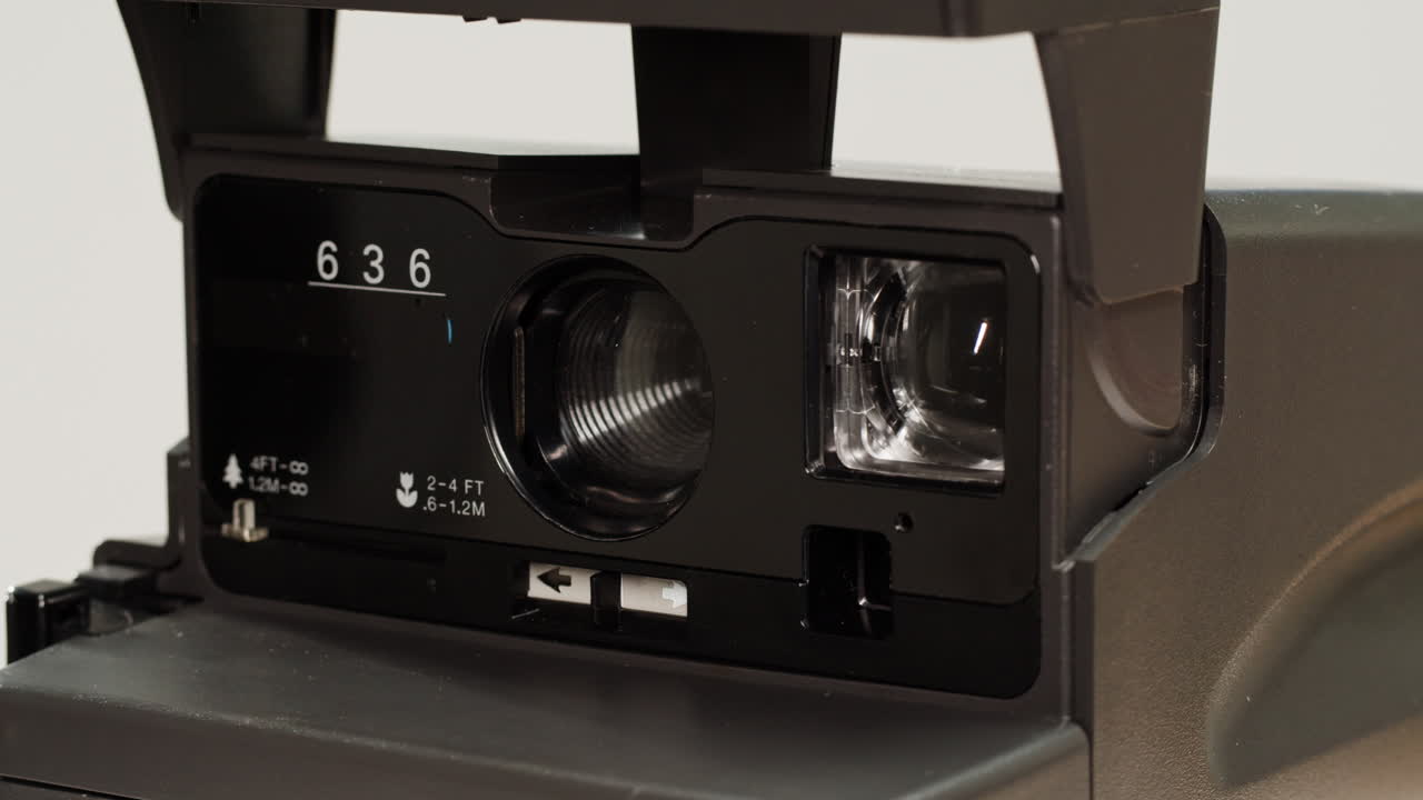 Close-up of a vintage Polaroid 636 camera