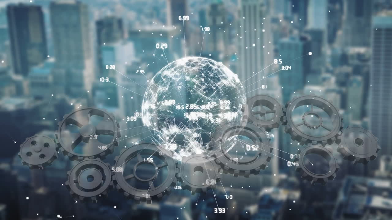 회전하는  ⁇ 과 함께 데이터 및 연결 네트워크와 함께 회전하는 지구