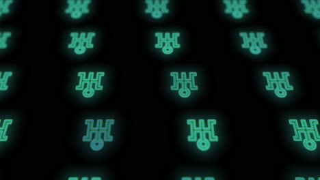 Japan symbols pattern with green neon