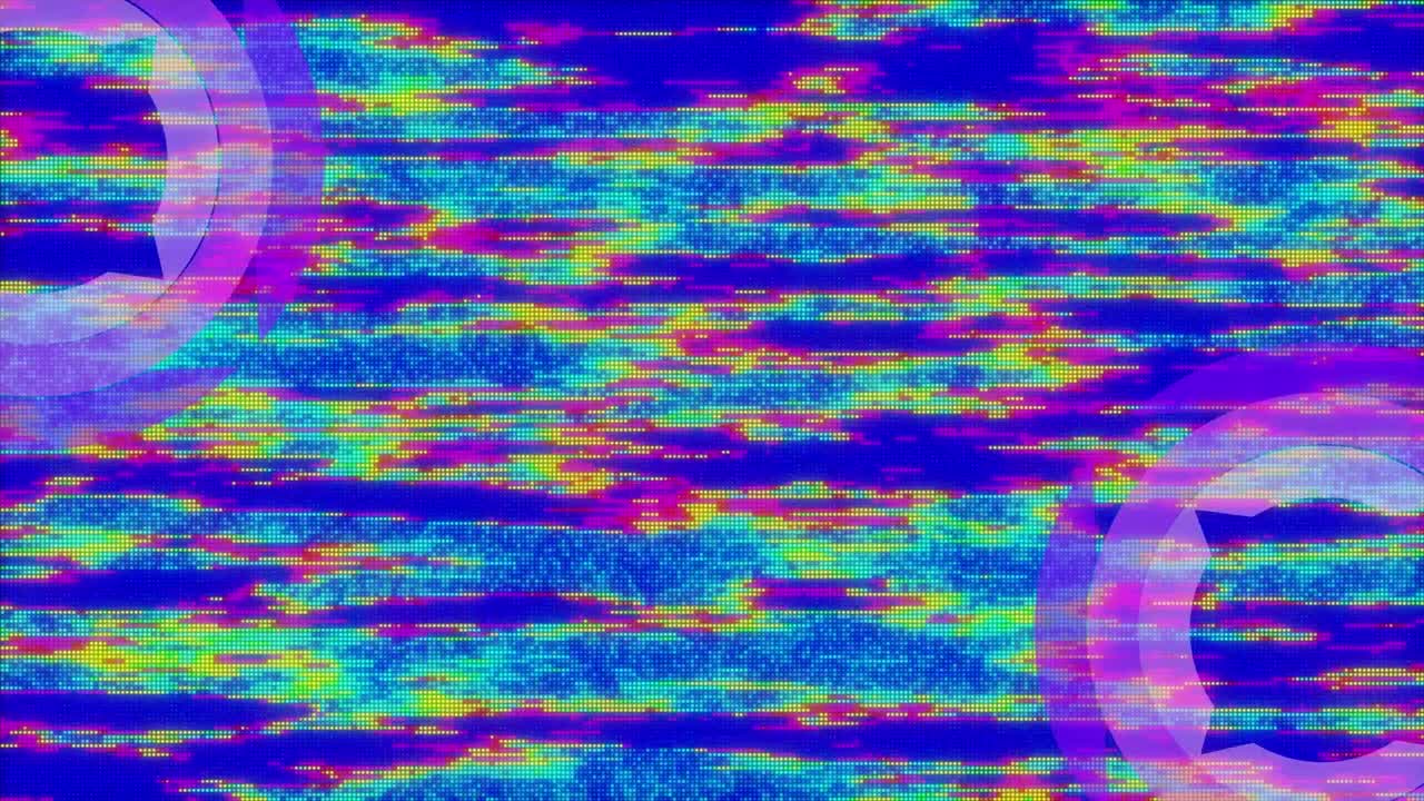Animation af pink scanning over skærmstøj på blå baggrund